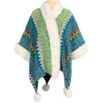 Buddha Stones Tibetan Multicolored Striped Shawl Winter Cozy Travel Scarf Wrap Tibetan Shawl BS Green Light Cyan