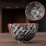 Buddha Stones Peach Blossom Pattern Ceramic Teacup Flower Tea Cups Cup BS RosyBrown