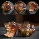 Buddha Stones Color Changing Koi Fish Resin Tea Pet Wealth Home Figurine Decoration Decorations BS 12