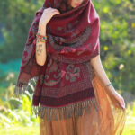 Buddha Stones Tibetan Flowers Leaves Pattern Design Shawl Cozy Travel Scarf Wrap Tibetan Shawl BS 21