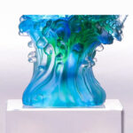 Buddha Stones Handmade Azure Dragon Liuli Crystal Art Piece Success Protection Home Office Decoration Decorations BS 6