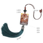 Buddha Stones Vintage Handmade Auspicious Crane Ebony Wood Balance Tassel Car Hanging Decoration Car Hanging Decoration BS 7