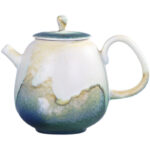 Buddha Stones Green Beige Chinese Gongfu Tea Ceramic Kung Fu Teapot 230ml Teapot BS 7
