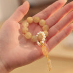 Buddha Stones Citrine Peace Buckle Prosperity Happiness Wrist Mala Wrist Mala BS 2