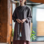 Buddha Stones Vintage Cotton Linen Blouse Women Long Sleeve Shirt Chinese Hanfu Top Long Sleeve Shirt BS 14