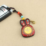 Tibet Ebony Five God of Wealth Thangka Key Chain Key Chain BS 2