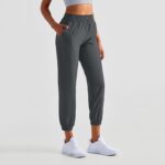 Buddha Stones High Waist Fitness Yoga Sports Jogger Track Pants With Pockets Sweatpants Track Pants BS Gray XL(Waist 80cm/Hips 114cm/Length 95.5cm)