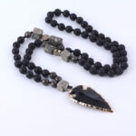 Buddha Stones Natural Lava Rock Yoga Meditation Necklace Arrow Pendant (Extra 30% Off | USE CODE: FS30) Necklaces & Pendants BS Lava Rock