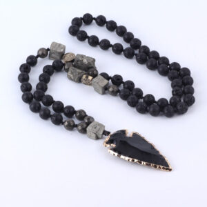 Buddha Stones Natural Lava Rock Yoga Meditation Necklace Arrow Pendant (Extra 30% Off | USE CODE: FS30) Necklaces & Pendants BS Lava Rock