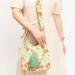 Buddha Stones Colorful Geometry Flowers Print Canvas Bucket Crossbody Bag Shoulder Bag Crossbody Bag BS 19