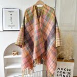 Buddha Stones Tibetan Shawl Colorful Wavy Striped Shapes Tassels Winter Cozy Travel Scarf Wrap Tibetan Shawl BS Pink Green
