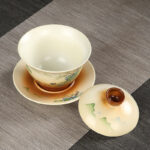 Buddha Stones Mountain Landscape Countryside Ceramic Gaiwan Sancai Teacup Kung Fu Tea Cup And Saucer With Lid Cup BS 1