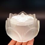 Buddha Stones Lotus Liuli Crystal Healing Meditation Incense Burner Incense Burner BS Small White Lotus 10.5*8.3cm