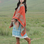 Buddha Stones Tibetan Shawl Simple Pattern Winter Cozy Travel Scarf Wrap Tibetan Shawl BS 12