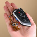 Buddha Stones Green Sandalwood Lucky Cat Koi Fish Cure Key Chain Phone Hanging Decoration Key Chain BS 13