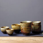 Buddha Stones Vintage Brown Beige Kiln Change Ceramic Teacup Kung Fu Tea Cup Bowl Cup BS main