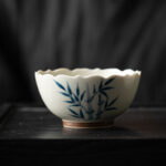 Buddha Stones Small Blue Bamboo Leaves Ceramic Teacup Kung Fu Tea Cup Bowl Cup BS 1