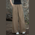 Buddha Stones Retro Wide Leg Pants Casual Women's Yoga Pants With Pockets Wide Leg Pants BS 19