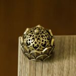 Buddha Stones Tibetan Mini Lotus Pattern Meditation Copper Incense Burner Incense Burner BS 5