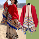 Buddha Stones Tibetan Shawl Colorful Geometry Winter Cozy Travel Scarf Wrap Tibetan Shawl BS 23