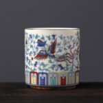 Buddha Stones Vintage Plum Blossom Pine Bamboo Phoenix Kirin Lion Dancing Ceramic Teacup Tea Cups Cup BS Phoenix(6.1cm*6.5cm*130ml)