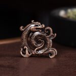 Buddha Stones Mini Auspicious Dragon Pattern Meditation Zinc Alloy Small Incense Stick Burner Incense Burner BS Dark Red Dragon 4*3.7cm