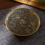Buddha Stones Lotus Dragon Phoenix Eight Auspicious Symbols Zinc Alloy Incense Stick Holder Healing Incense Burner Decoration Incense Burner BS Dragon Phoenix Bronze(Without Incense Hole)