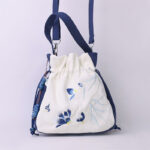 Buddha Stones Embroidered Butterfly Lotus Magnolia Cotton Linen Tote Crossbody Bag Shoulder Bag Handbag Crossbody Bag BS 5