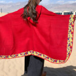 Buddha Stones Tibetan Shawl Border Small Floral Flower Hooded Cloak Winter Cozy Travel Scarf Wrap Tibetan Shawl BS 33