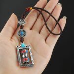 Buddha Stones Six True Words Prayer Wheel Rotation Knot Blessing Keychain Decoration Decorations BS 3