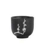 Buddha Stones Hand Painted Lotus Flower Bamboo Chrysanthemum Black Pottery Ceramic Teacup Kung Fu Tea Cup 95ml Cup BS 8