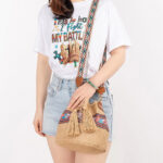 Buddha Stones Beach Geometry Straw Woven Bucket Tassels Crossbody Bag Shoulder Bag Crossbody Bag BS 11