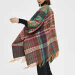 Buddha Stones Tibetan Shawl Colorful Wavy Line Tassels Winter Cozy Travel Scarf Wrap Tibetan Shawl BS 15