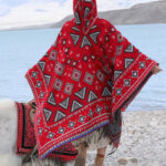 Buddha Stones Tibetan Shawl Triangle Pattern Hooded Cloak Winter Cozy Travel Scarf Wrap Tibetan Shawl BS 9