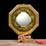 Buddha Stones Feng Shui Bagua Map Five-Emperor Coins Gourd Balance Living Room Energy Map Mirror Bagua Map BS Bagua Map&Five Emperor Coins 21cm Concave Mirror