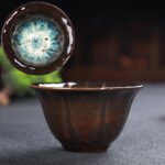 Buddha Stones Colorful Ceramic Teacup Home Office Tea Cups Cup BS Brown&Blue