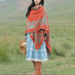 Buddha Stones Tibetan Shawl Simple Pattern Winter Cozy Travel Scarf Wrap Tibetan Shawl BS 10