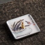 Buddha Stones Mountain Lake Flower Leaf Healing Ceramic Plate Tray Stick Incense Burner Decoration Incense Burner BS Bird Flowerpot 10.2*10.2*1.2cm