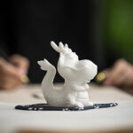 Buddha Stones Year Of The Dragon Luck White Porcelain Ceramic Tea Pet Home Figurine Decoration Decorations BS 7