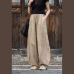 Buddha Stones Ramie Cotton Linen Pants Tie-dye Design Trousers Loose Zen Yoga Women's Pants with Pockets Pants BS 12