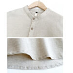 Buddha Stones Solid Color Men Short Sleeve Button Linen Shirt Men's Shirts BS 12