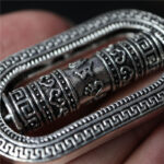Buddha Stones Tibet Om Mani Padme Hum Prayer Wheel Peace Rotatable Car Hanging Decoration Car Hanging Decoration BS 4