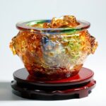 Buddha Stones Handmade Liuli Crystal Treasure Bowl Art Piece Home Decoration Decorations BS 20