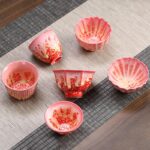 Buddha Stones Retro Blue Red Gradient Lotus Pattern Kiln Change Ceramic Teacup Kung Fu Tea Cup Bowl Cup BS 9