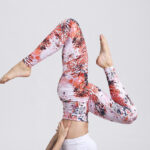 Buddha Stones Red Pink Flowers Print Sports Fitness Yoga High Waist Leggings Women's Yoga Pants Leggings BS 2