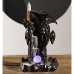 Buddha Stones Nordic Dragon Ceramic Backflow Smoke Fountain Meditation Healing Incense Burner Led Ball Decoration Incense Burner BS 8
