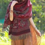 Buddha Stones Tibetan Flowers Leaves Pattern Design Shawl Cozy Travel Scarf Wrap Tibetan Shawl BS 24