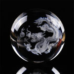 Buddha Stones White Crystal Dragon Lotus Blessing Decoration Decoration BS 1
