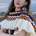 Buddha Stones Tibetan Shawl Colorful Striped Wavy Line Tassels Winter Cozy Travel Scarf Wrap Tibetan Shawl BS 17