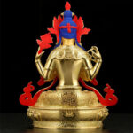 Buddha Stones Chenrezig Four-armed Avalokitesvara Protection Copper Gold Plated Statue Decoration Decorations BS 7